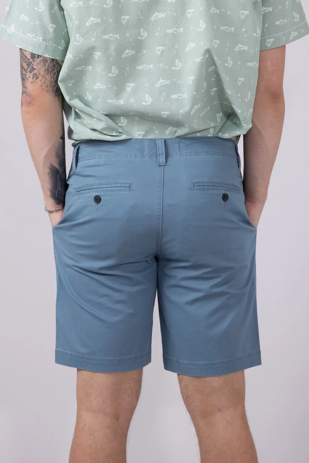 1897 Legends 9” Heavy Washed Twill Flat Front Shorts for Men in Blue | 5GLL1223-MALIBUBLUE