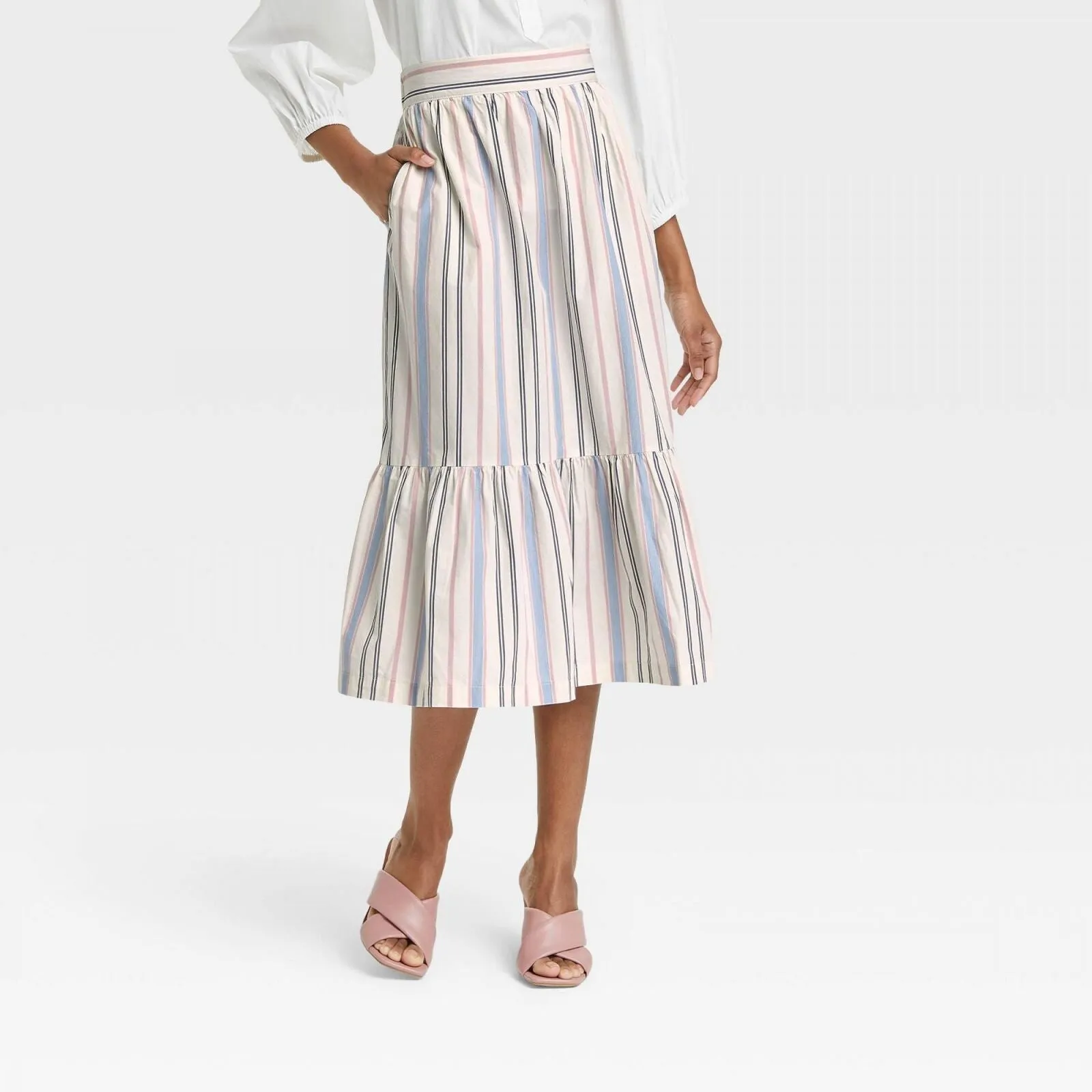 A New Day Women's Tiered Midi A-Line Skirt