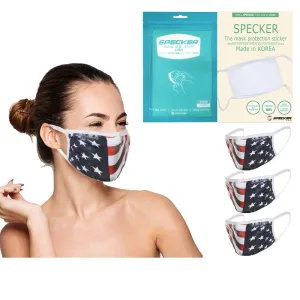 Amba7 Reusable Breathable Cloth Face Mask - Machine Washable, Non-Surgical Double Layer Anti-Dust Protection, Unisex - For Home, Office, Travel, Camping or Cycling (USA Flag Design 3-Pack With Filters (30 PCS)) In Stock