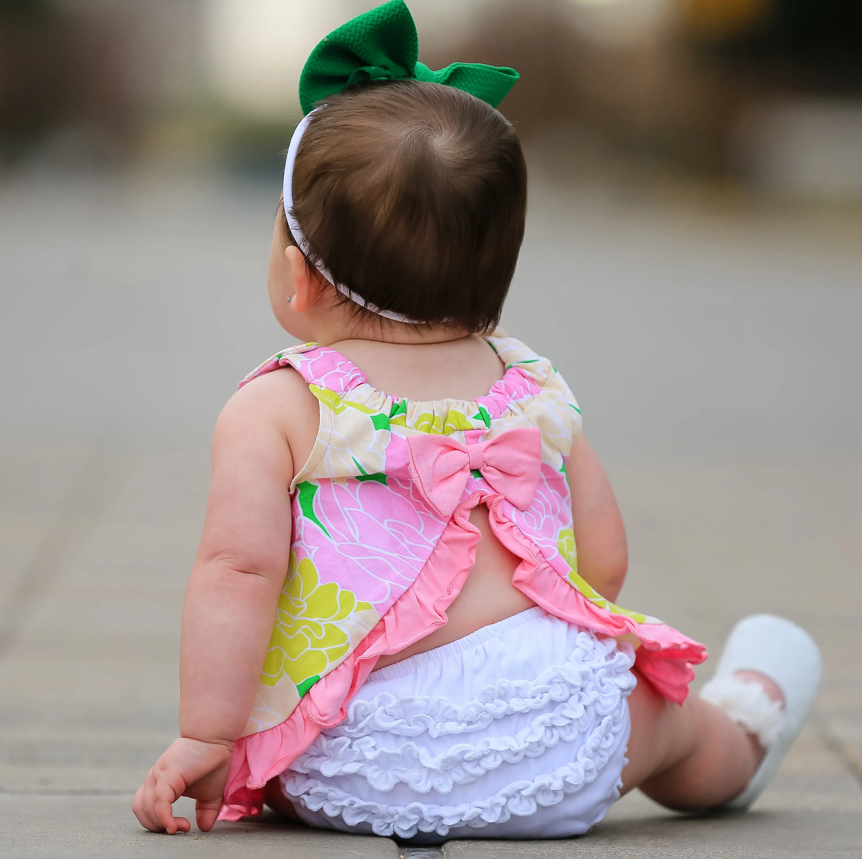 AnnLoren Girls White Knit Ruffled Butt Bloomer Baby/Toddler Diaper Cover