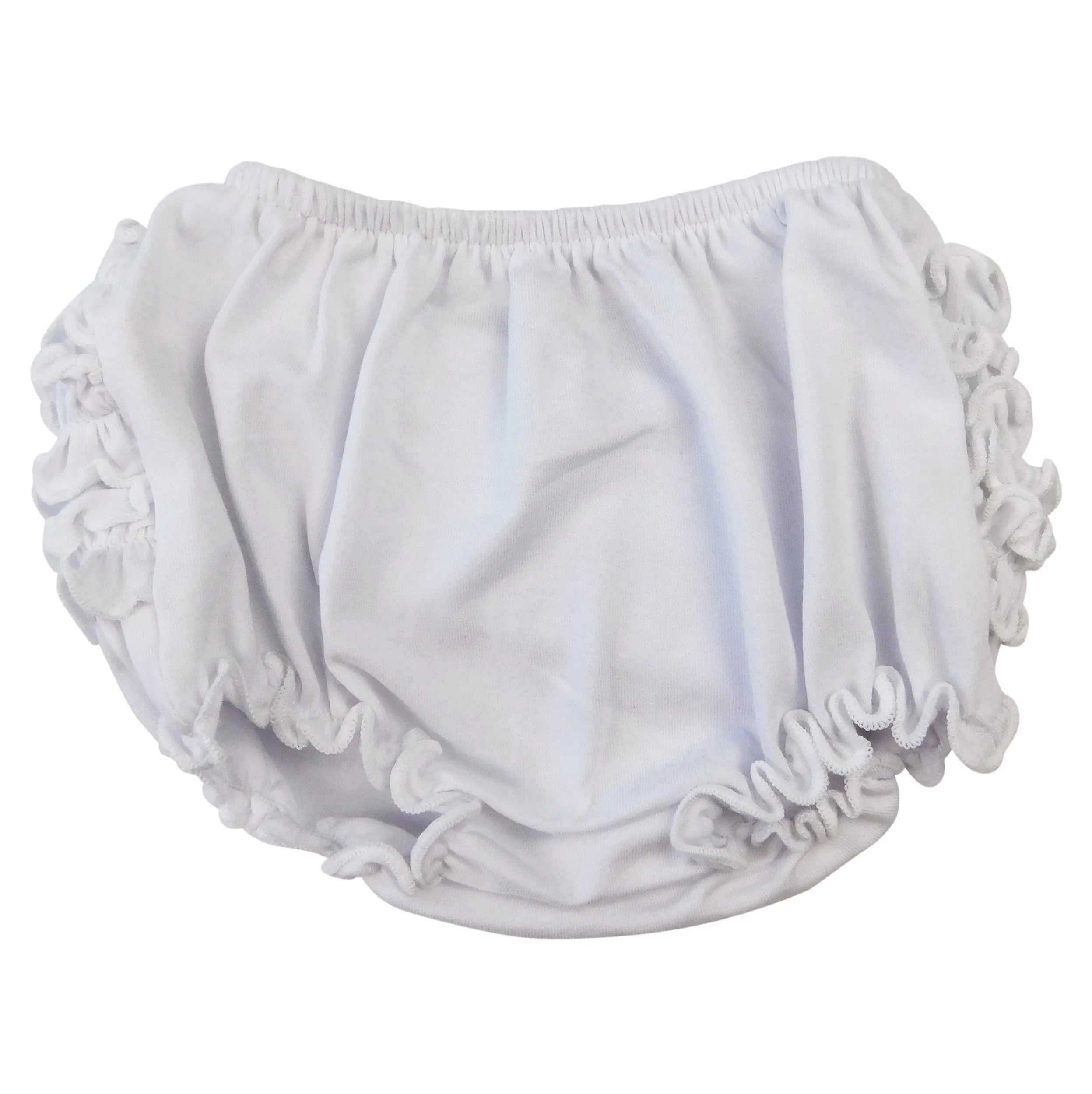 AnnLoren Girls White Knit Ruffled Butt Bloomer Baby/Toddler Diaper Cover