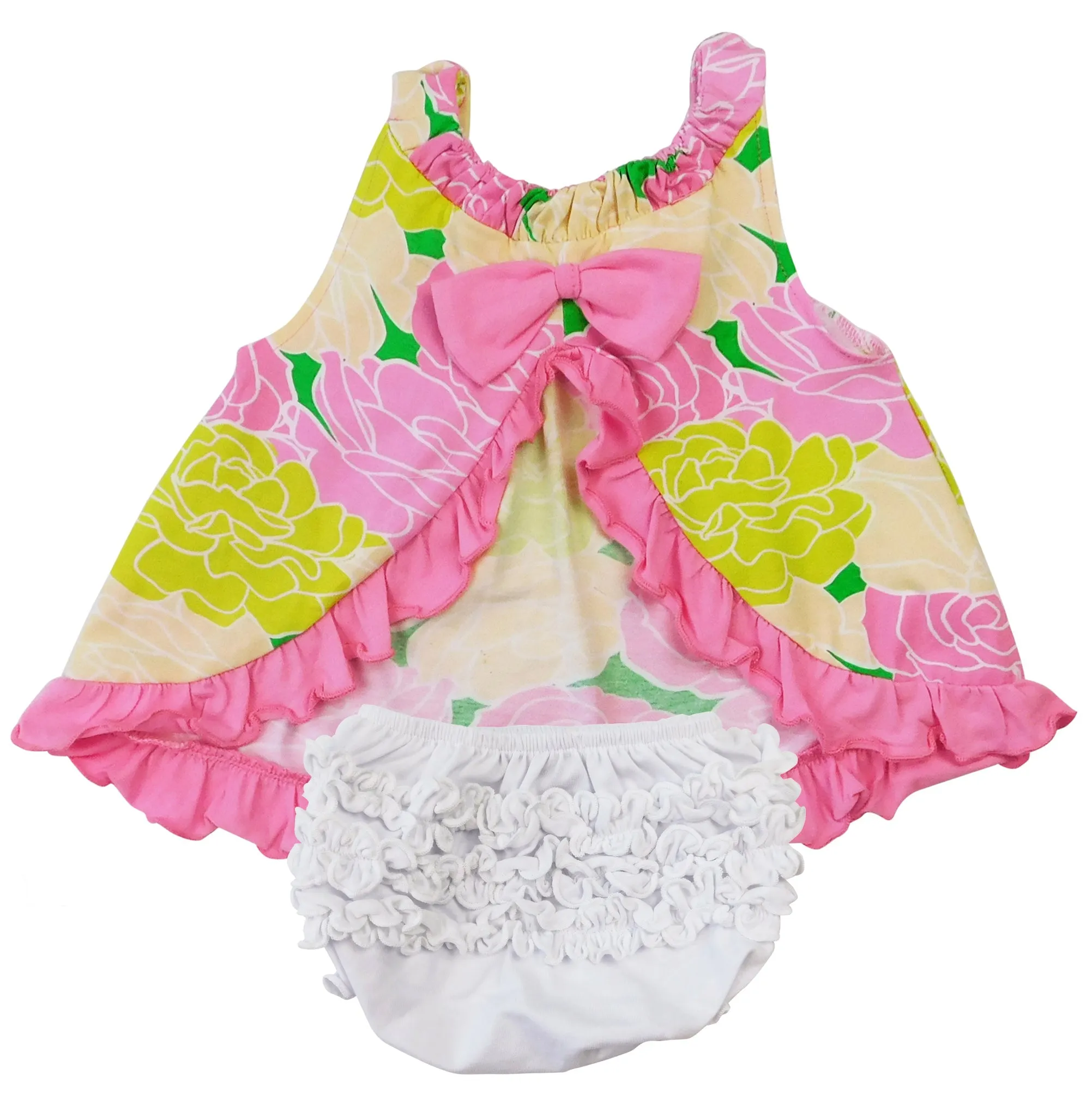 AnnLoren Girls White Knit Ruffled Butt Bloomer Baby/Toddler Diaper Cover