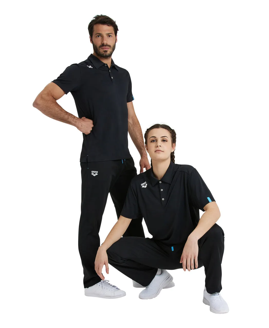 Arena Team Unisex Solid Polo Shirt - Black