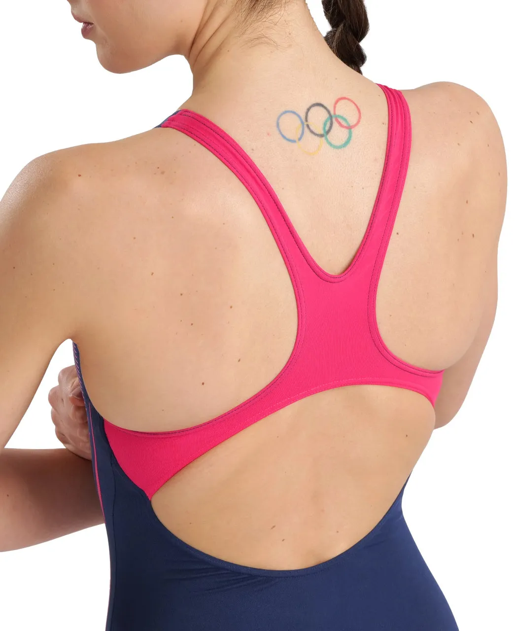 Arena Women's Graphic Swim Pro Back Swimsuit - Navy-Freak Rose