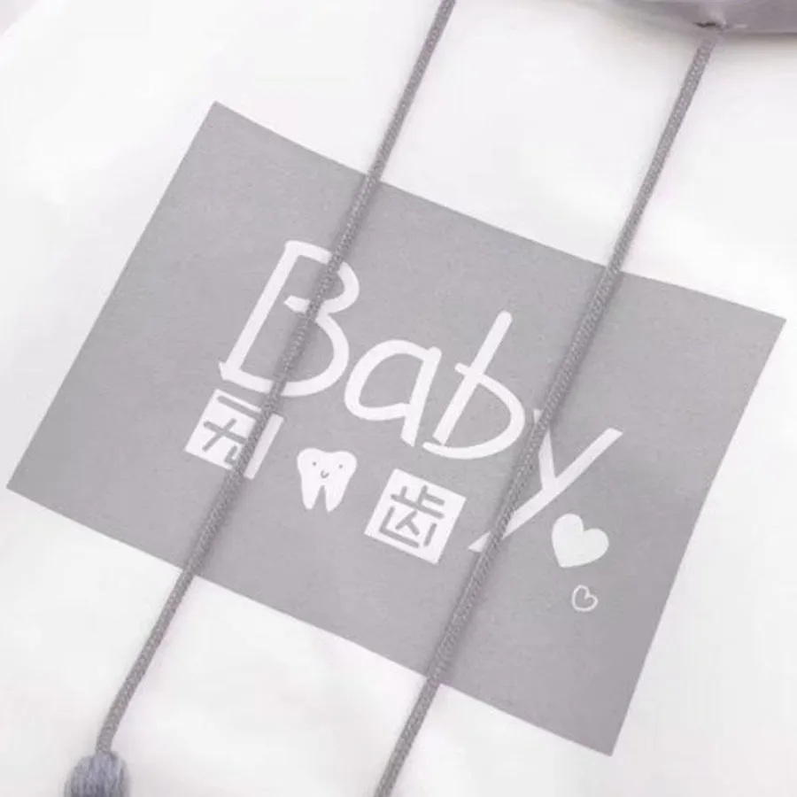 BABY Letter Cartoon Print Stripe Tassels Drawstring False Two-piece Hoodie J30035