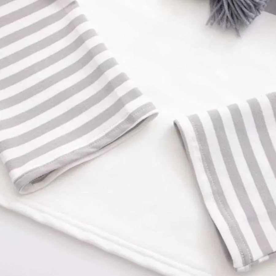 BABY Letter Cartoon Print Stripe Tassels Drawstring False Two-piece Hoodie J30035