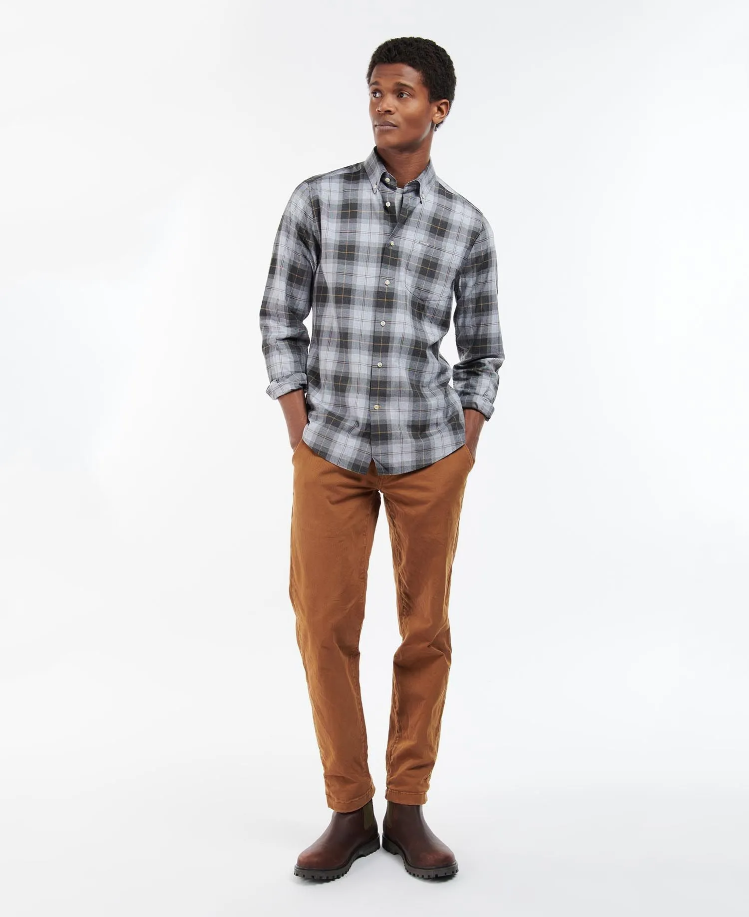 BARBOUR WETHERAM TAILORED SHIRT - GREYSTONE