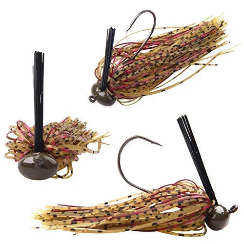 Bass Weedless Football Jig - 6pcs Flipping Jig Silicon Rubber Skirt for Bass Artificial Baits Fishing Lure Kit 1/4oz-3/8oz