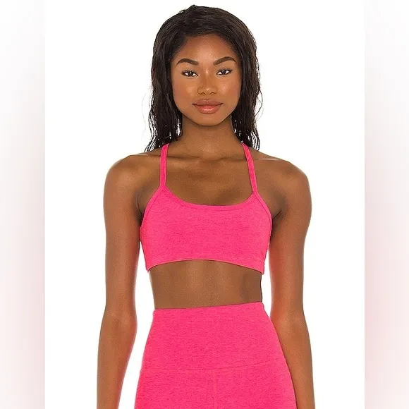 Beyond Yoga Space-dye Slim Racerback Sports Bra in Electric Pink