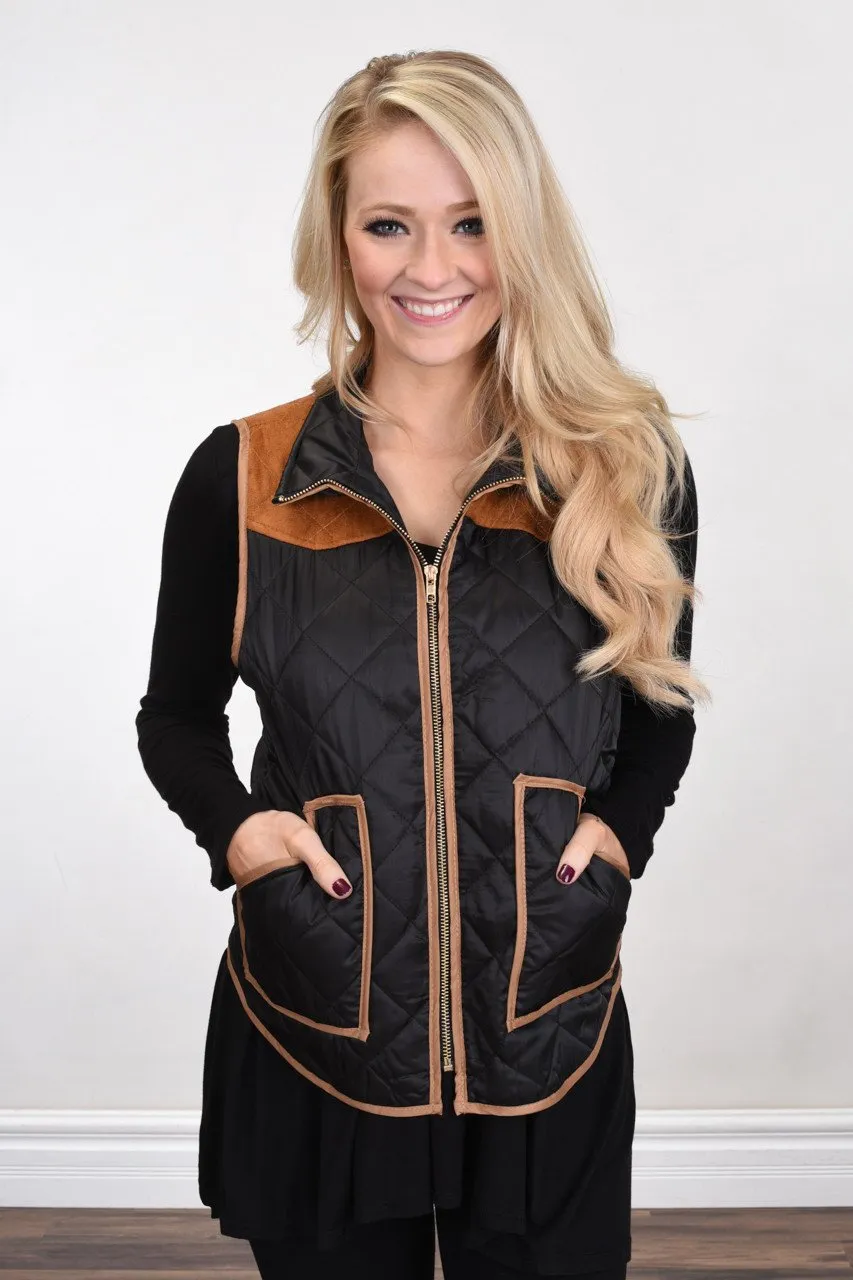 Black & Cognac Lightweight Vest