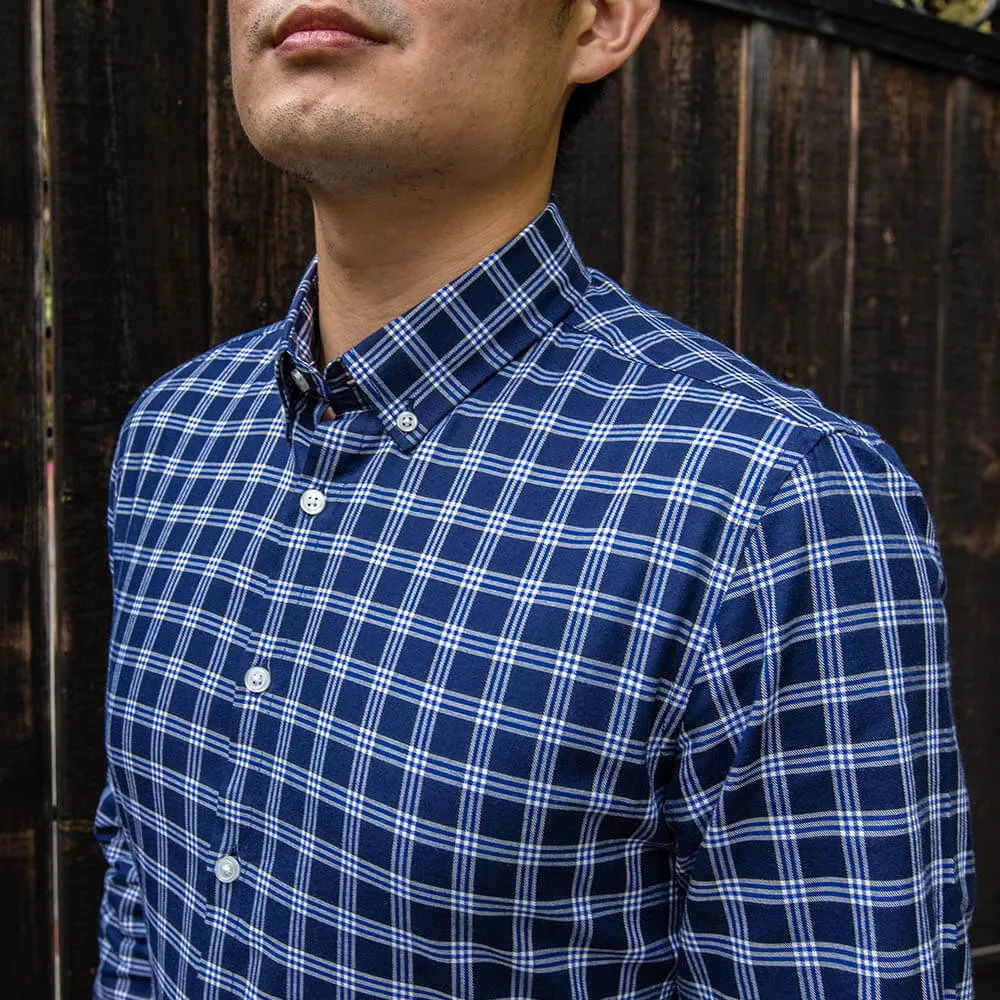 Blue and White Flannel Button Down Shirt | The Indigo