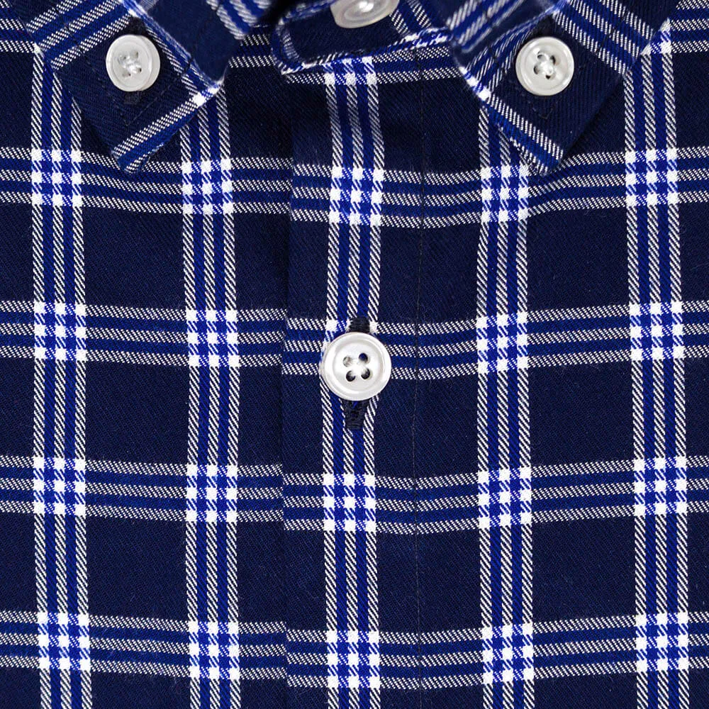 Blue and White Flannel Button Down Shirt | The Indigo