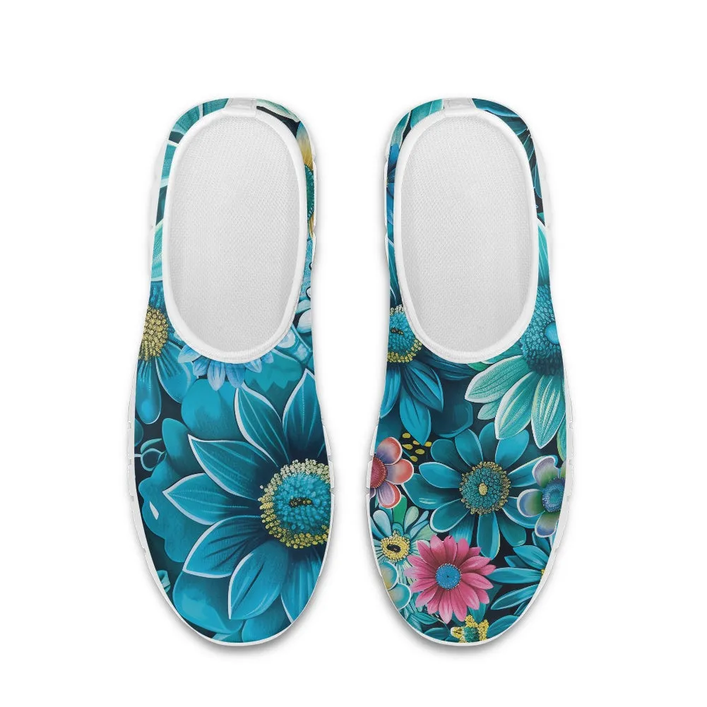 Blue Floral Low-Cut Casual Shoes