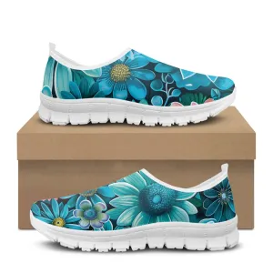 Blue Floral Low-Cut Casual Shoes