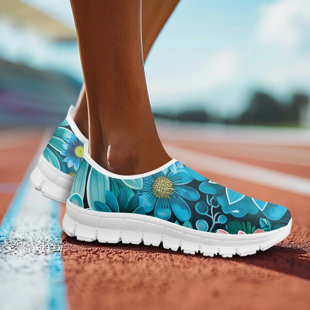Blue Floral Low-Cut Casual Shoes