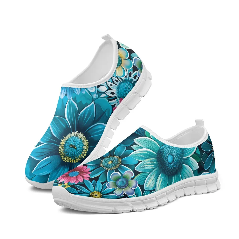 Blue Floral Low-Cut Casual Shoes