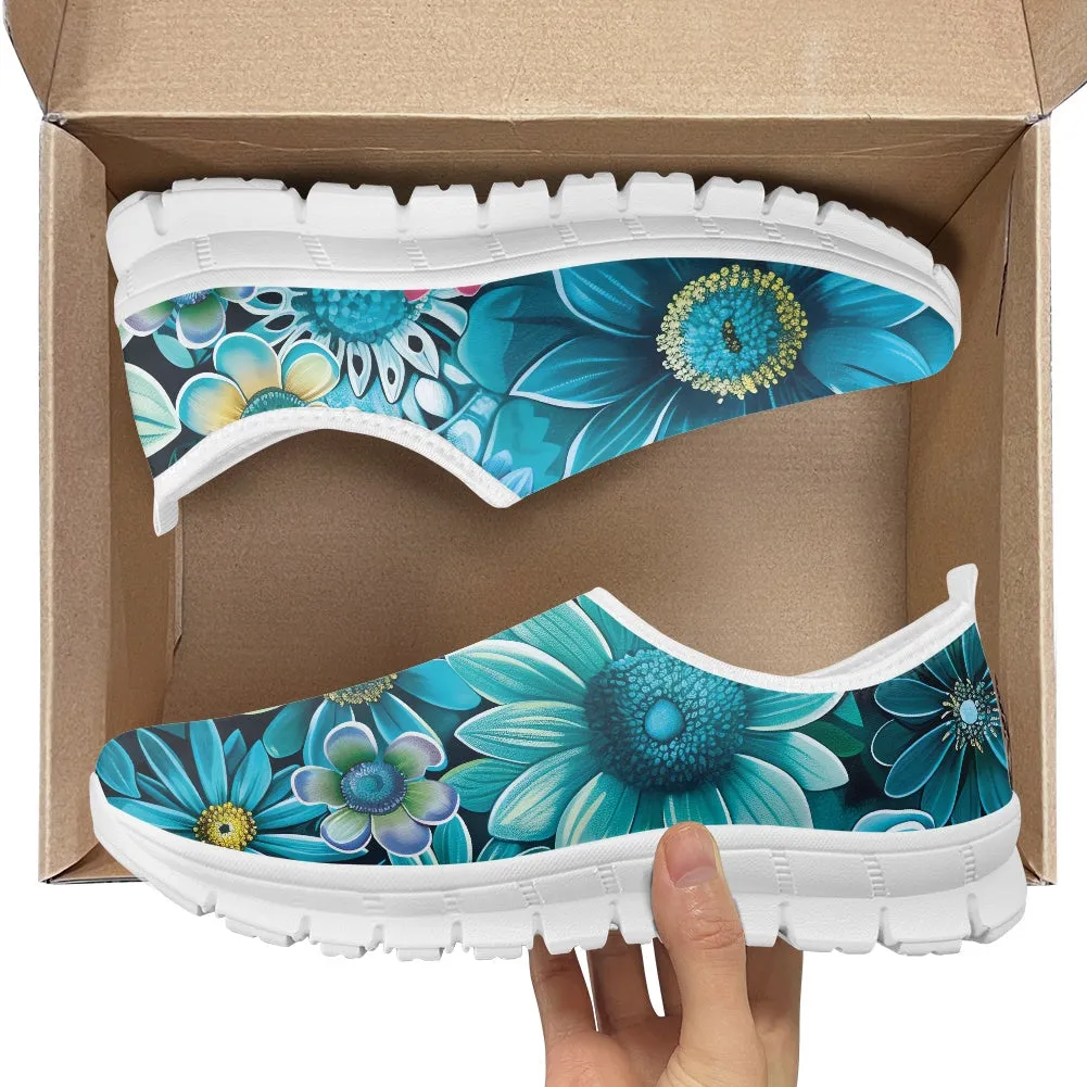 Blue Floral Low-Cut Casual Shoes