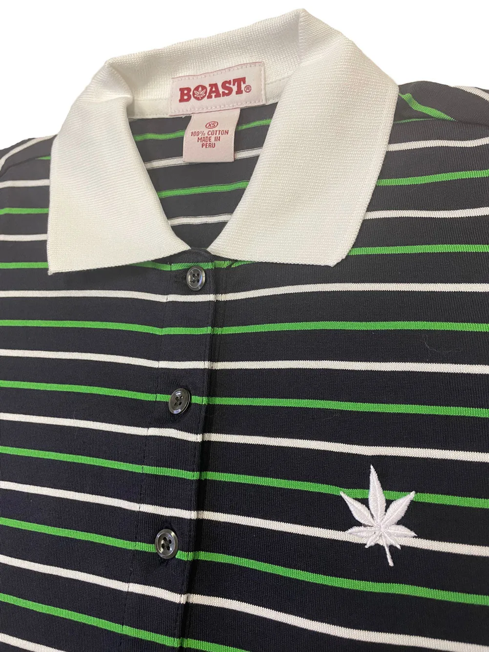BOAST Women's Navy Stripe Jersey Polo Dress Sz XS $79 NEW