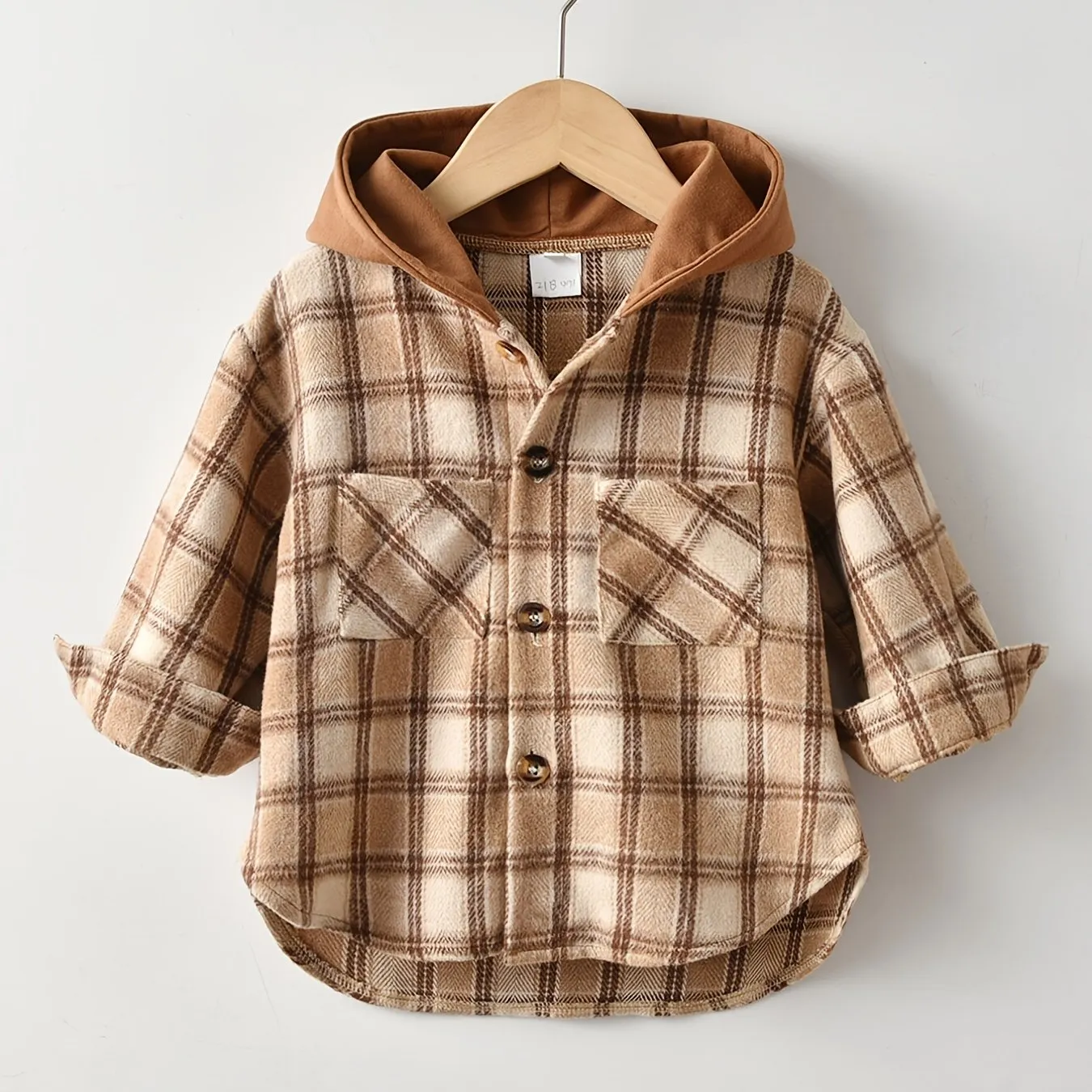 Boys' Casual Hooded Plaid Shirt for Autumn and Winter" Description: "Stay warm and stylish this autumn and winter wit