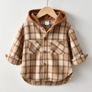 Boys' Casual Hooded Plaid Shirt for Autumn and Winter" Description: "Stay warm and stylish this autumn and winter wit