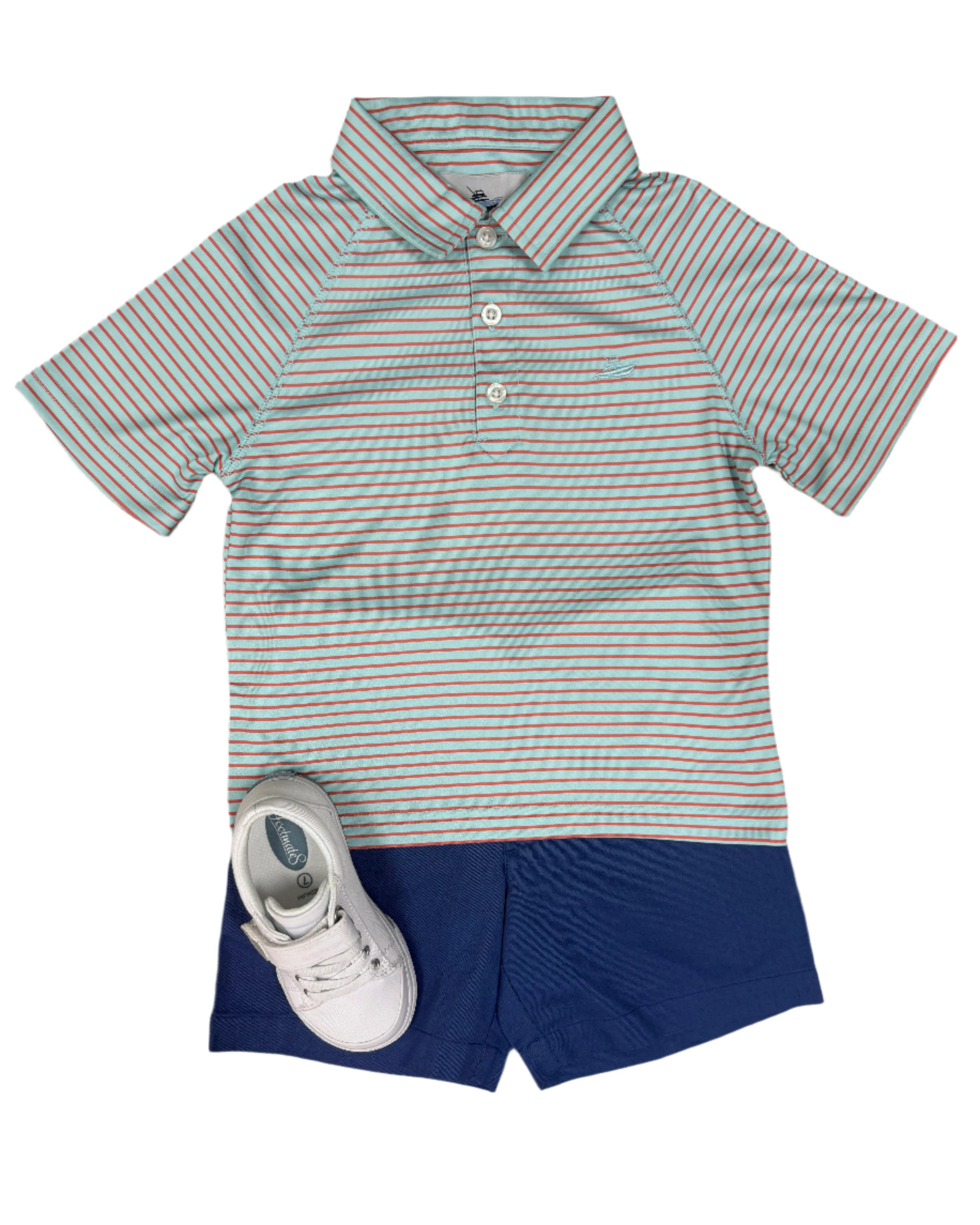 Boy's Polo - Ice/Crabapple