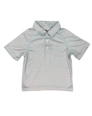 Boy's Polo - Ice/Crabapple