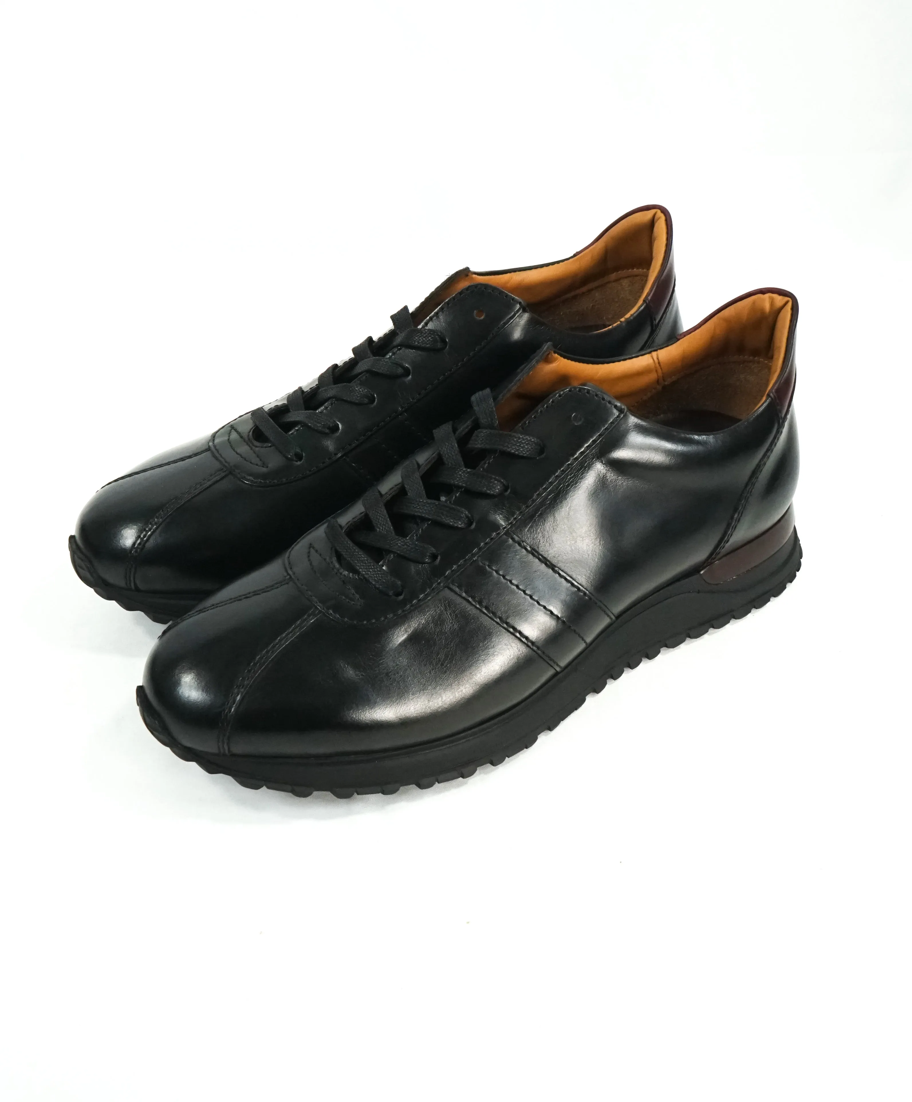 BRUNO MAGLI - "Ikaro" Black & Burgundy Sleek Platform Sneakers - 10.5