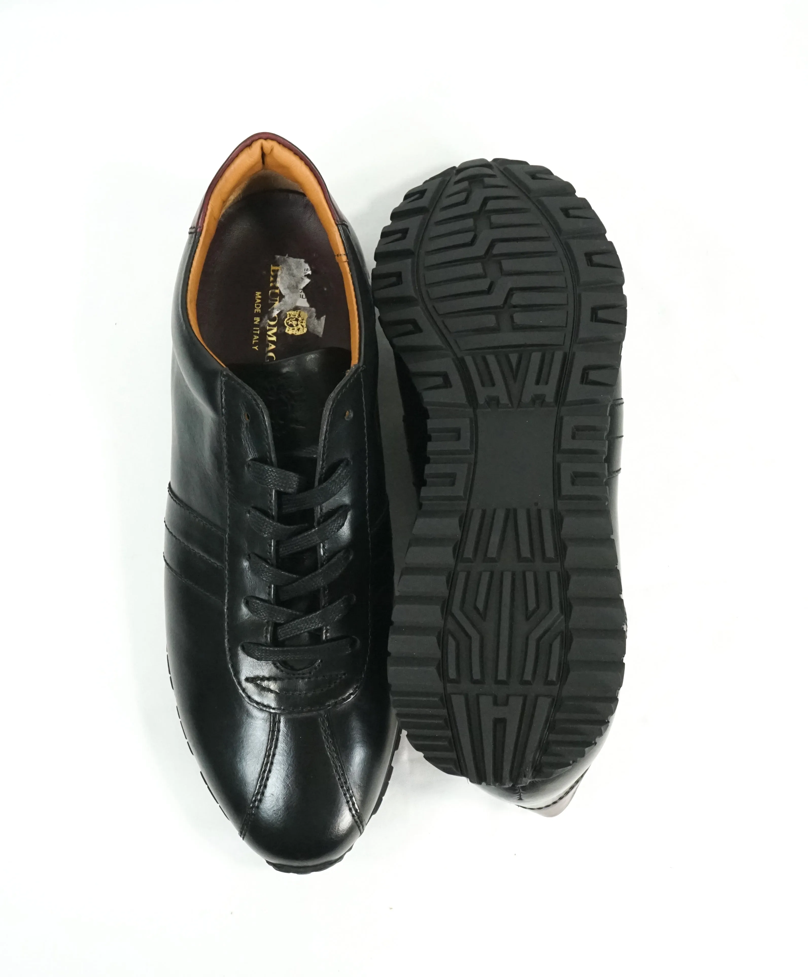 BRUNO MAGLI - "Ikaro" Black & Burgundy Sleek Platform Sneakers - 10.5
