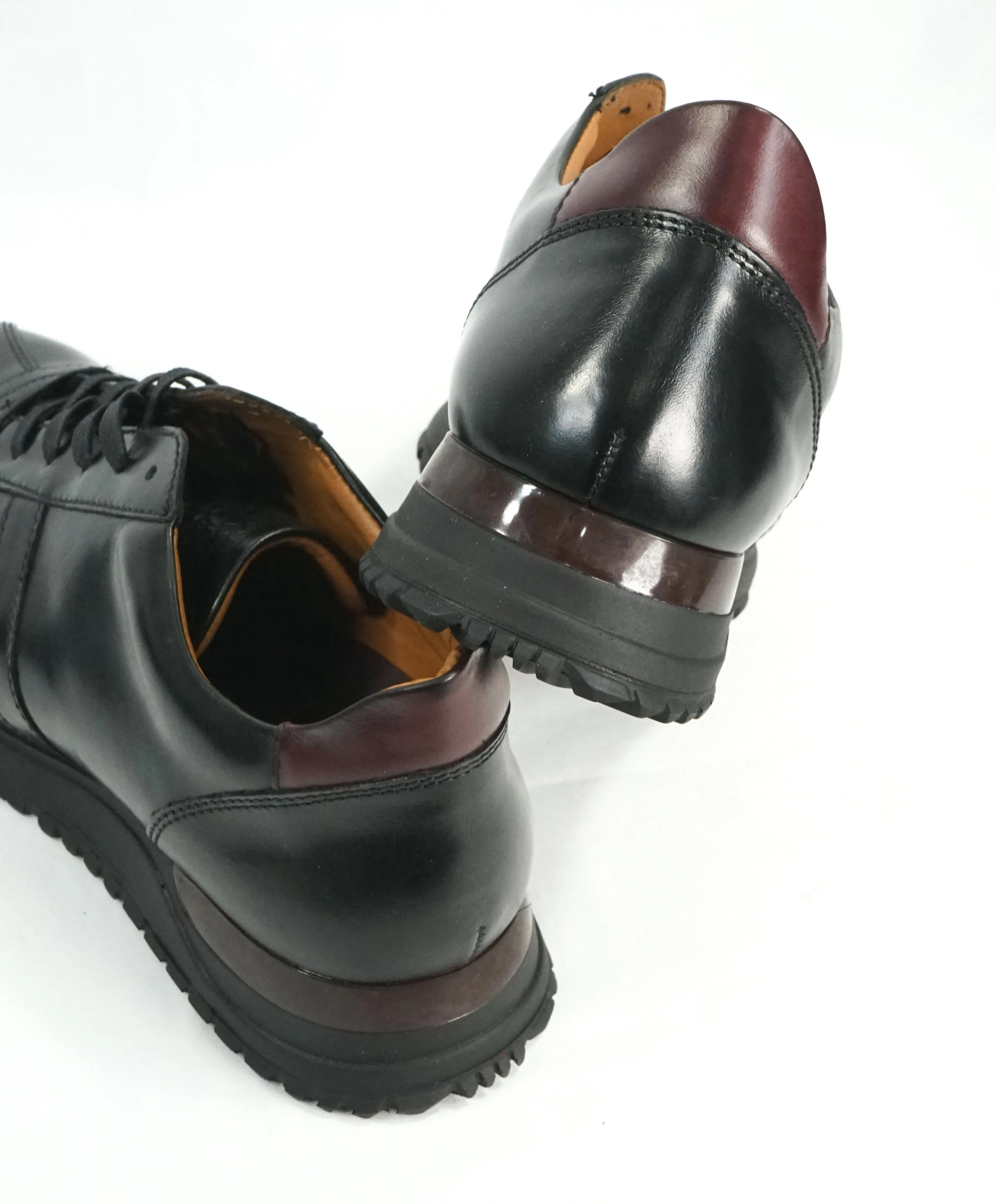 BRUNO MAGLI - "Ikaro" Black & Burgundy Sleek Platform Sneakers - 10.5