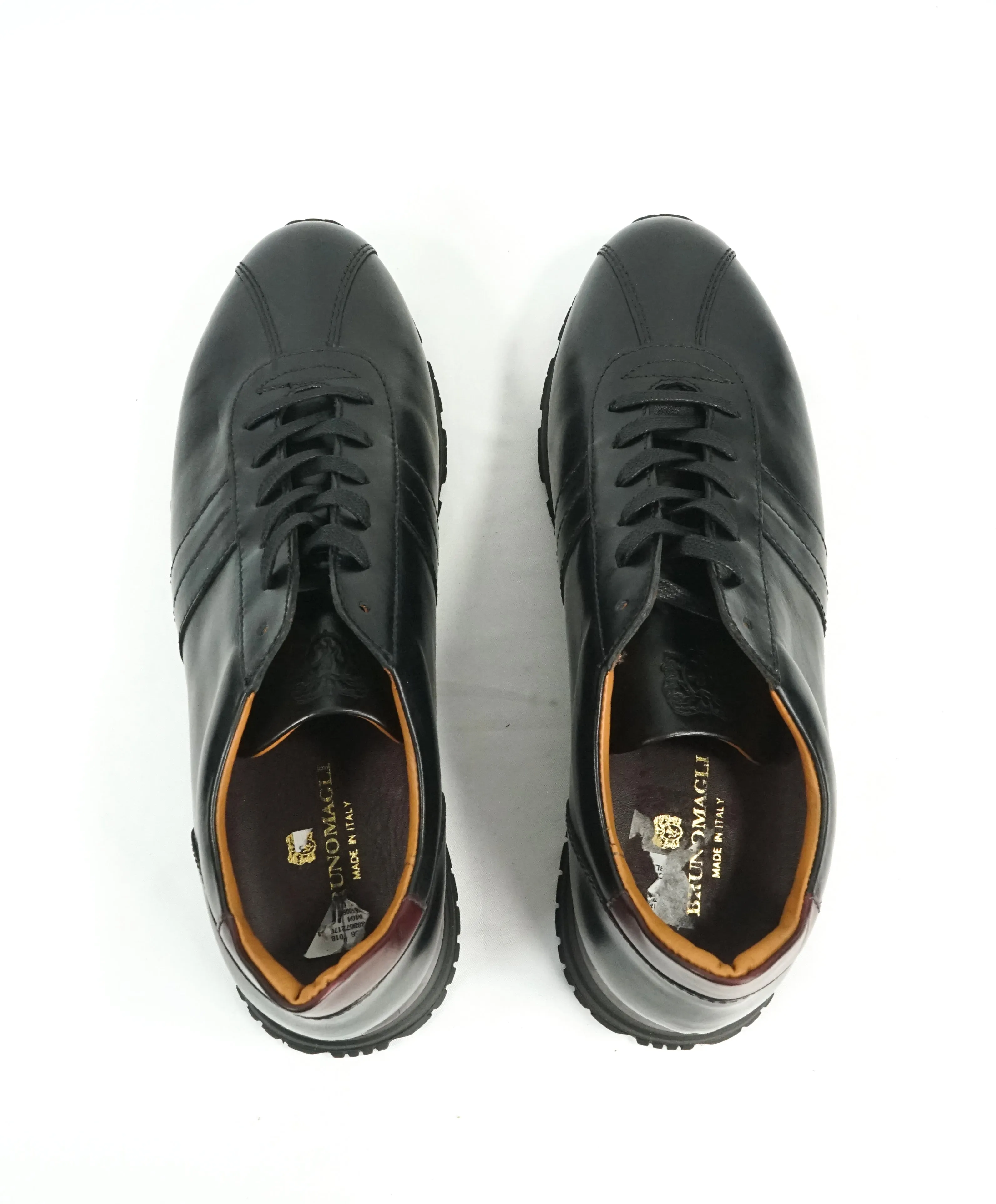 BRUNO MAGLI - "Ikaro" Black & Burgundy Sleek Platform Sneakers - 10.5