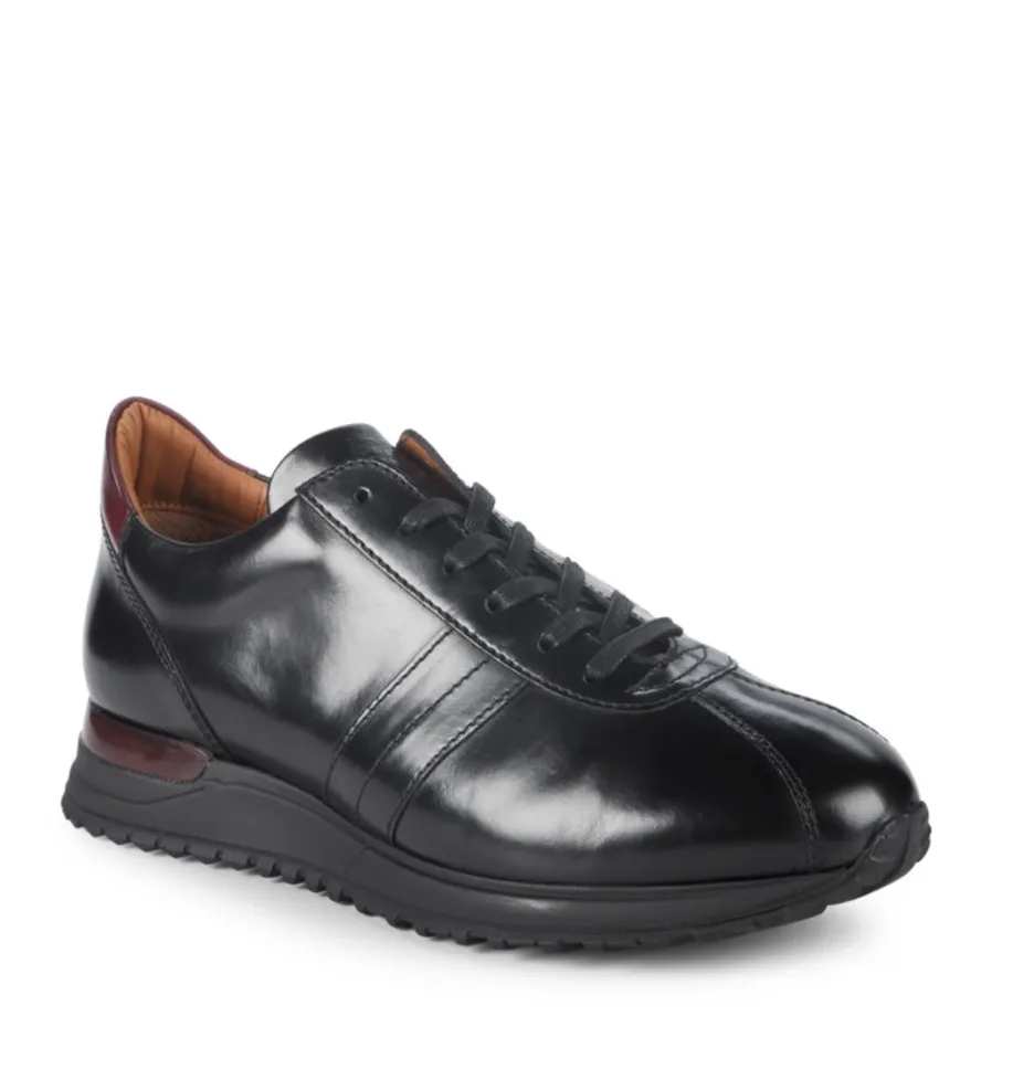 BRUNO MAGLI - "Ikaro" Black & Burgundy Sleek Platform Sneakers - 10.5