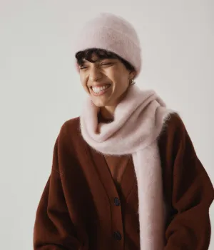 Brushed Mohair Beanie in Blush