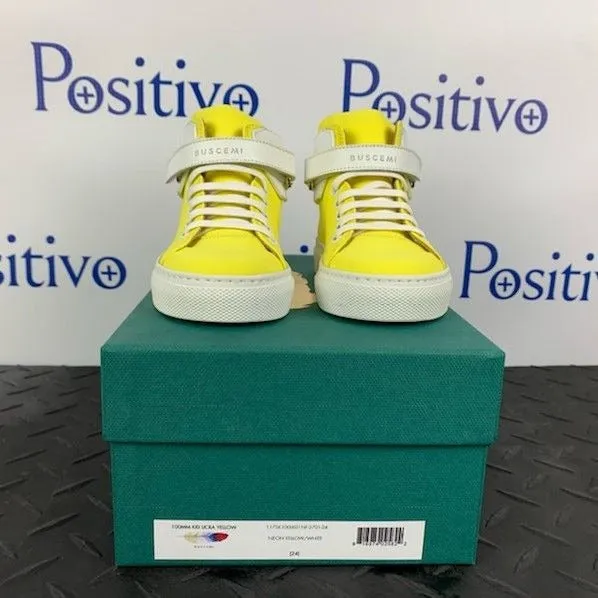 Buscemi 100MM Kid Licra Yellow Leather Sneakers