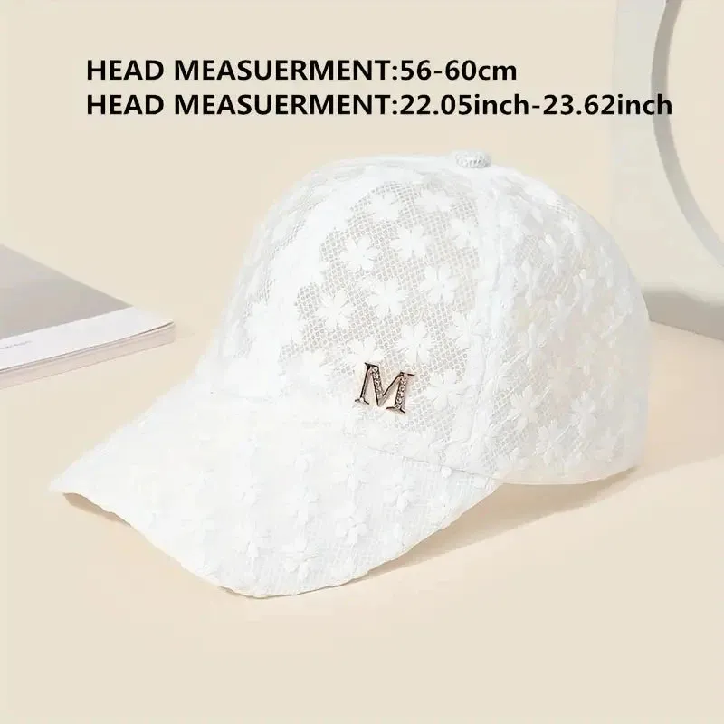 Casquette femme luxe chic été 2025 / Stylish Lace Baseball Cap - Flower Breathable Snapback Mom Hat For Adults!