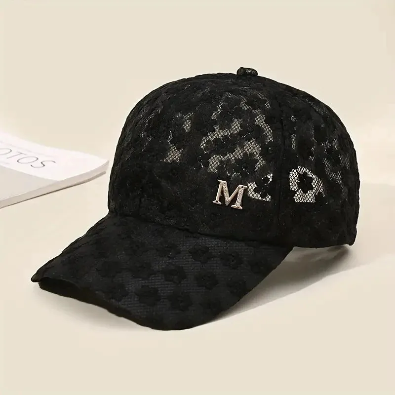Casquette femme luxe chic été 2025 / Stylish Lace Baseball Cap - Flower Breathable Snapback Mom Hat For Adults!