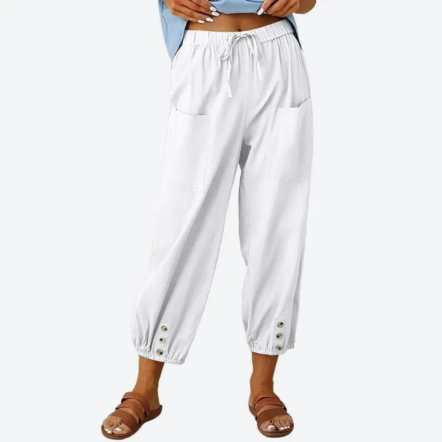 Casual Loose-Fit Drawstring Ankle Pants