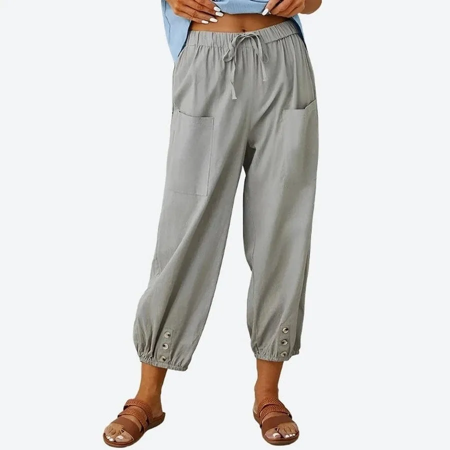 Casual Loose-Fit Drawstring Ankle Pants