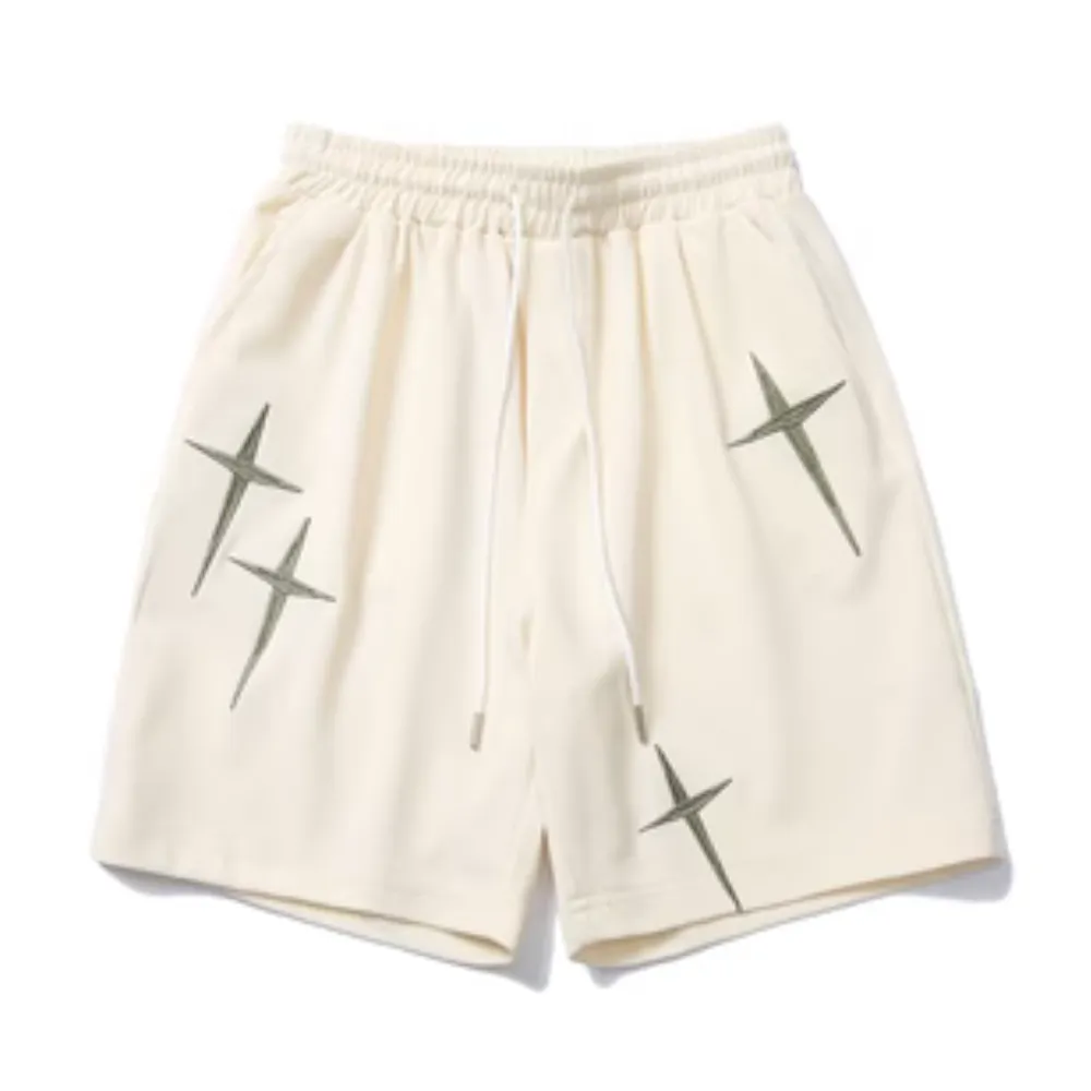 Casual Star Embroidery Drawstring Shorts