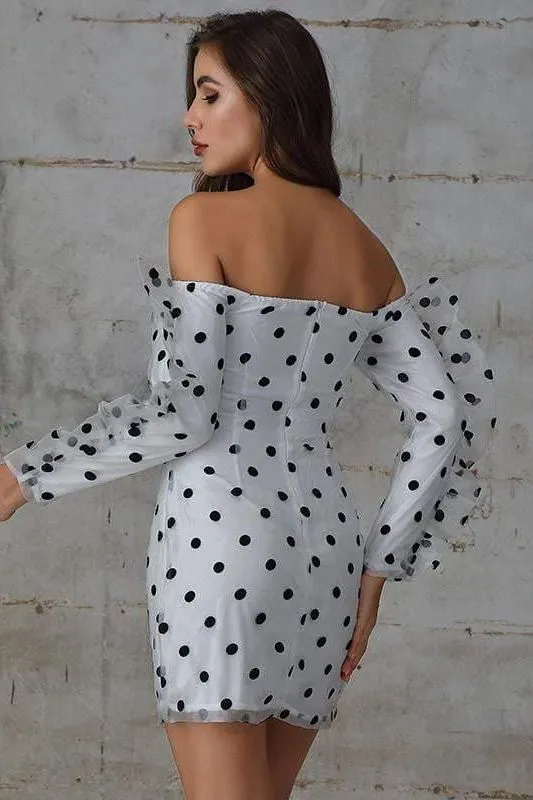 Chiffon Dot Mini  Casual Dress