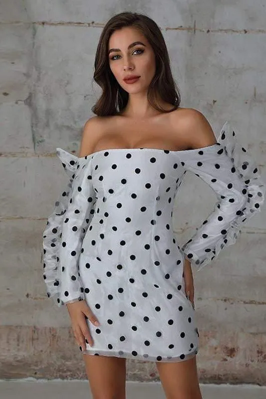 Chiffon Dot Mini  Casual Dress