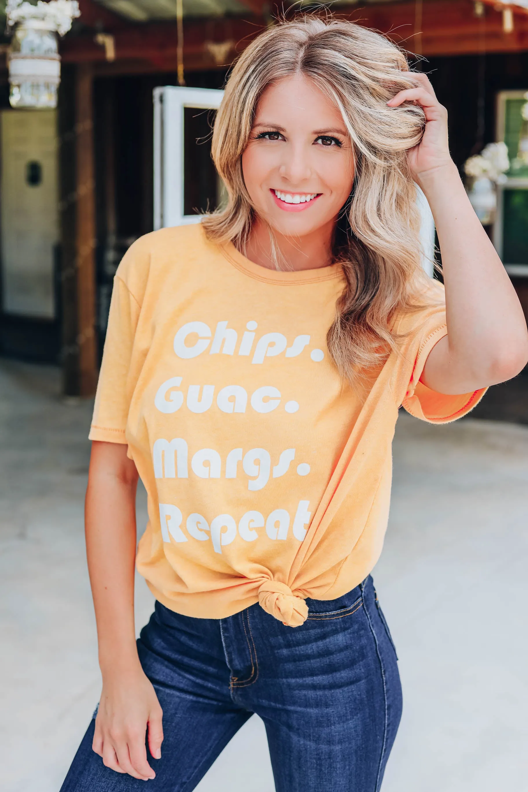 Chips, Guac, And Margs Mustard Graphic Tee