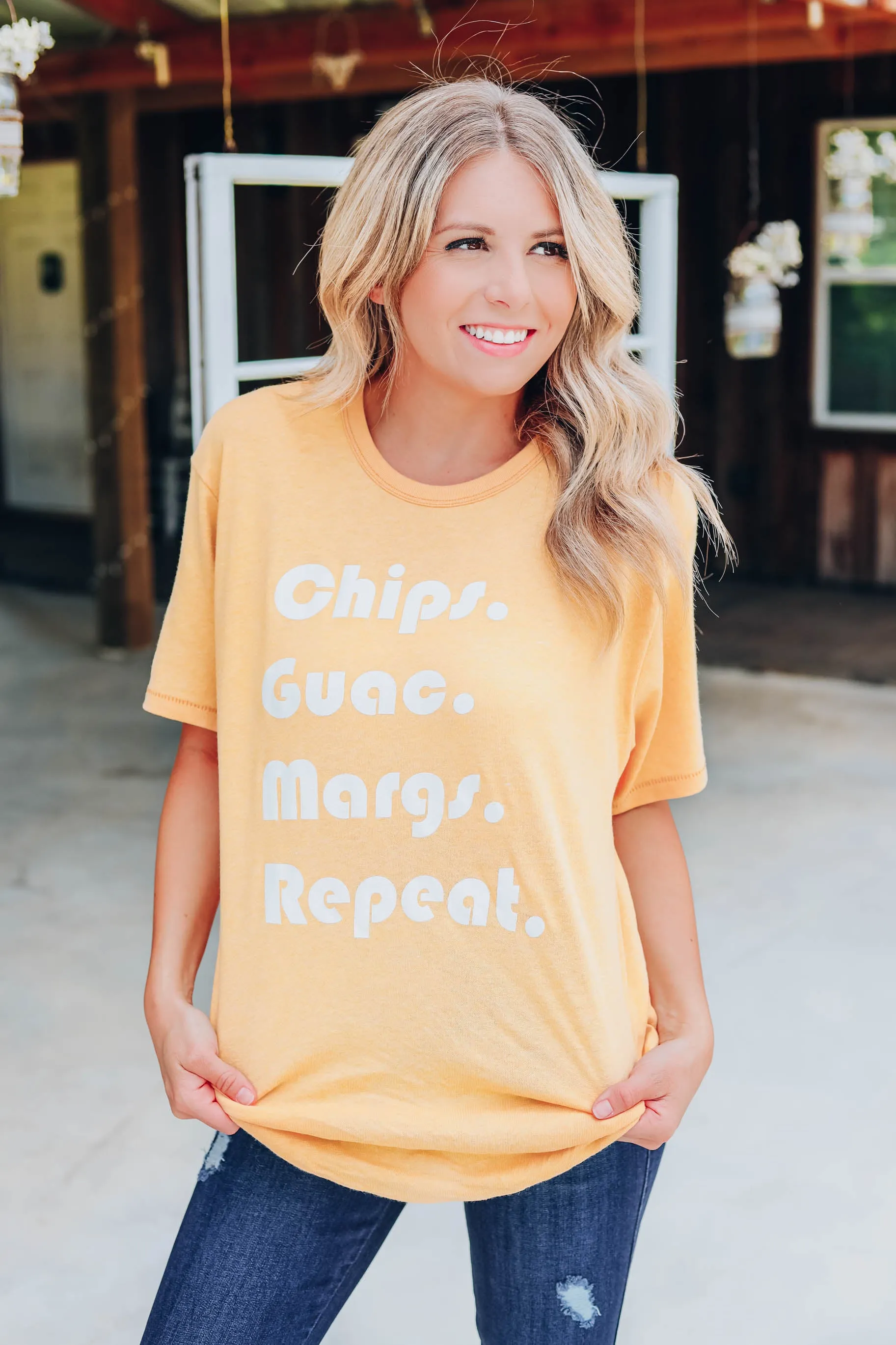 Chips, Guac, And Margs Mustard Graphic Tee