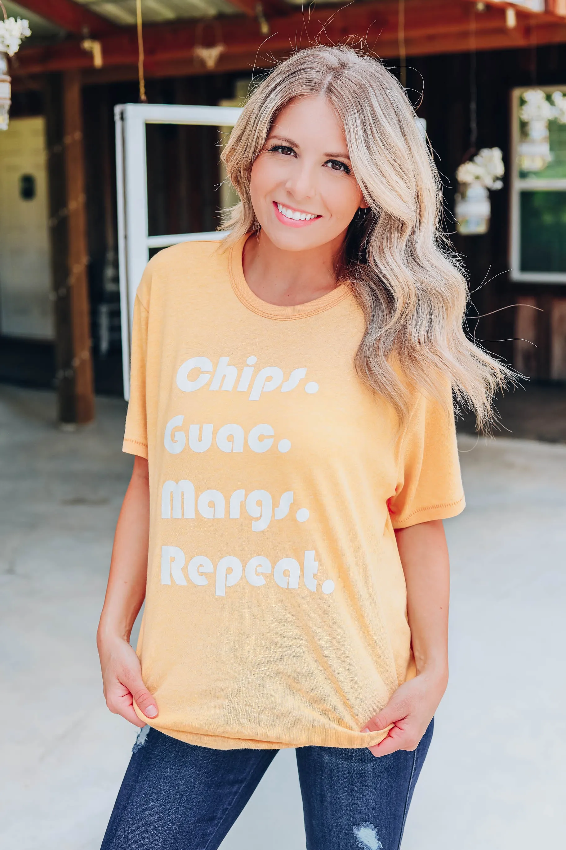 Chips, Guac, And Margs Mustard Graphic Tee