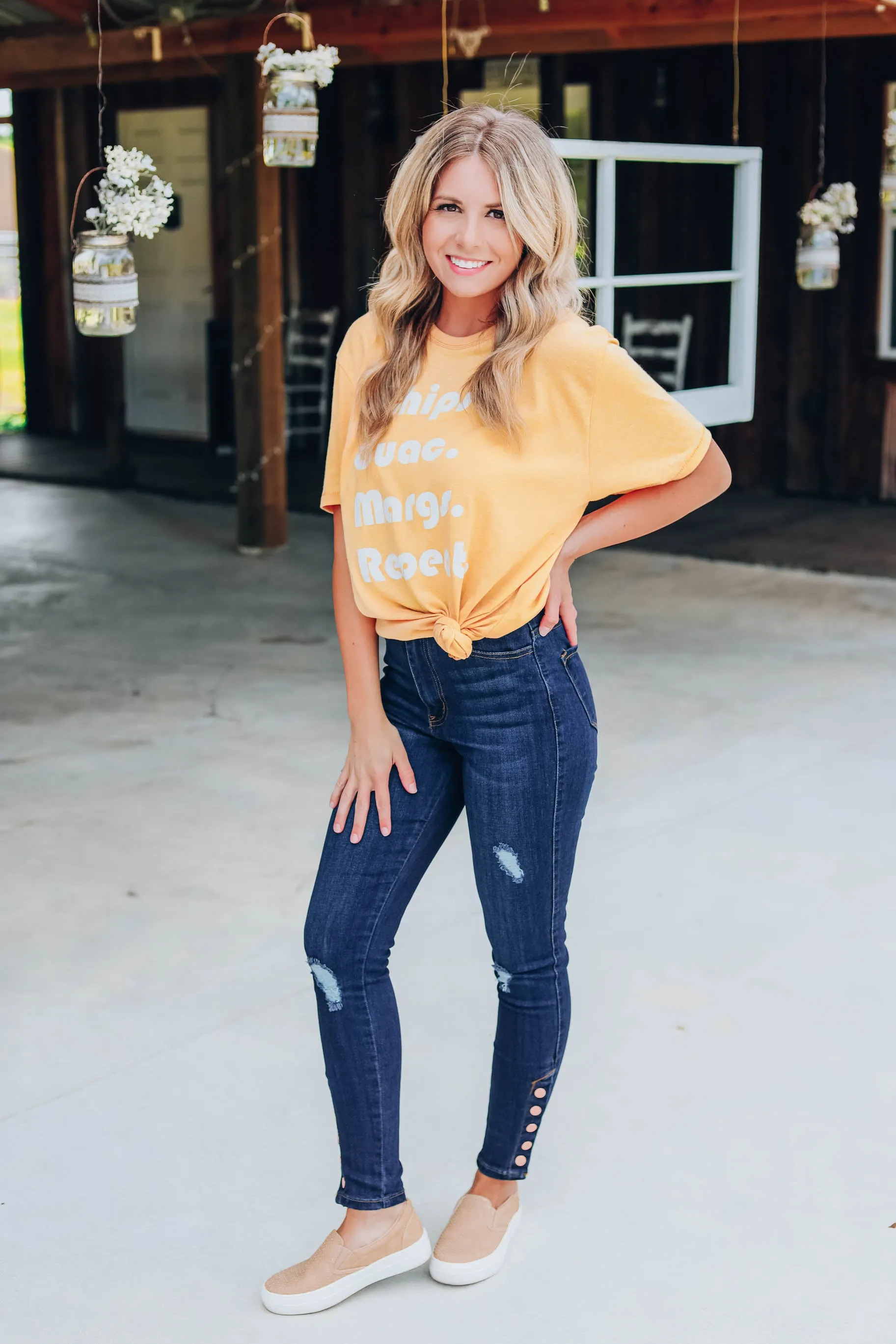 Chips, Guac, And Margs Mustard Graphic Tee