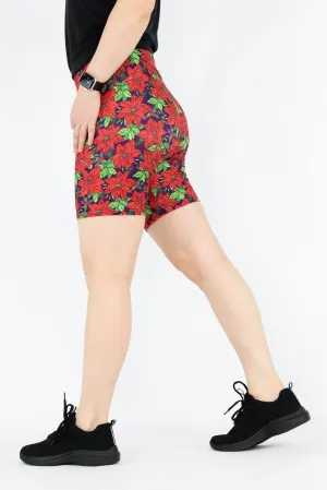 Christmas Poinsettia - Casual Mid Shorts