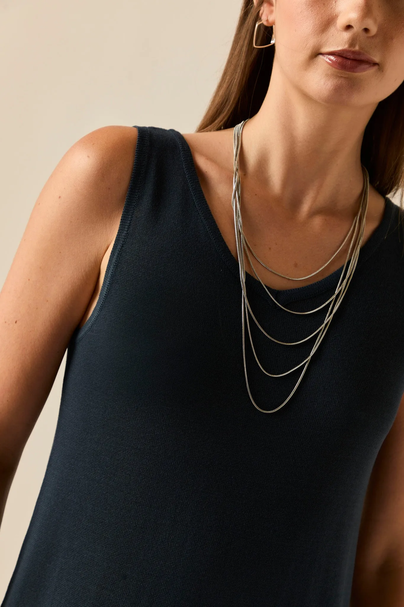 Collar largo cadenas plata