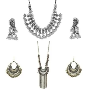 Combo of 2 Oxidised Silver Jewelry Set
