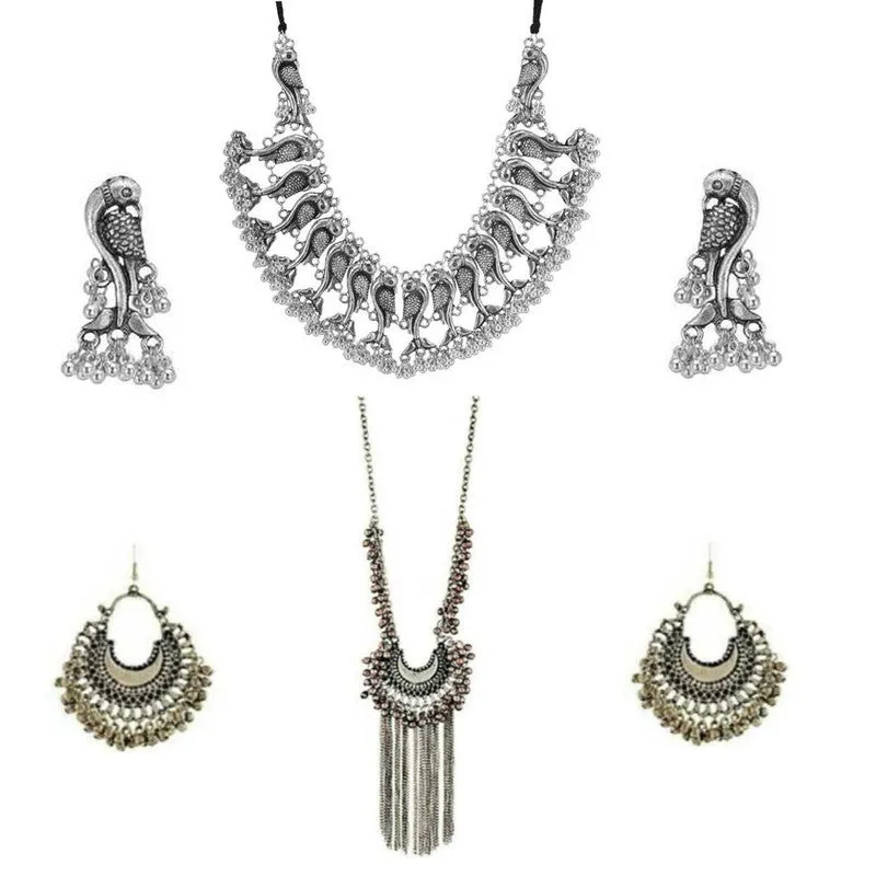Combo of 2 Oxidised Silver Jewelry Set