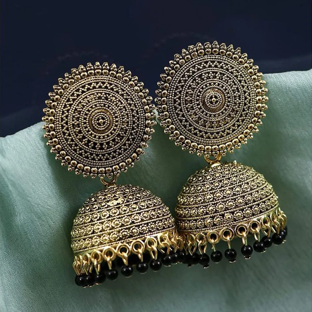 Combo of 2 Silver and Black Pearls Drop Dome Shape Jhumki