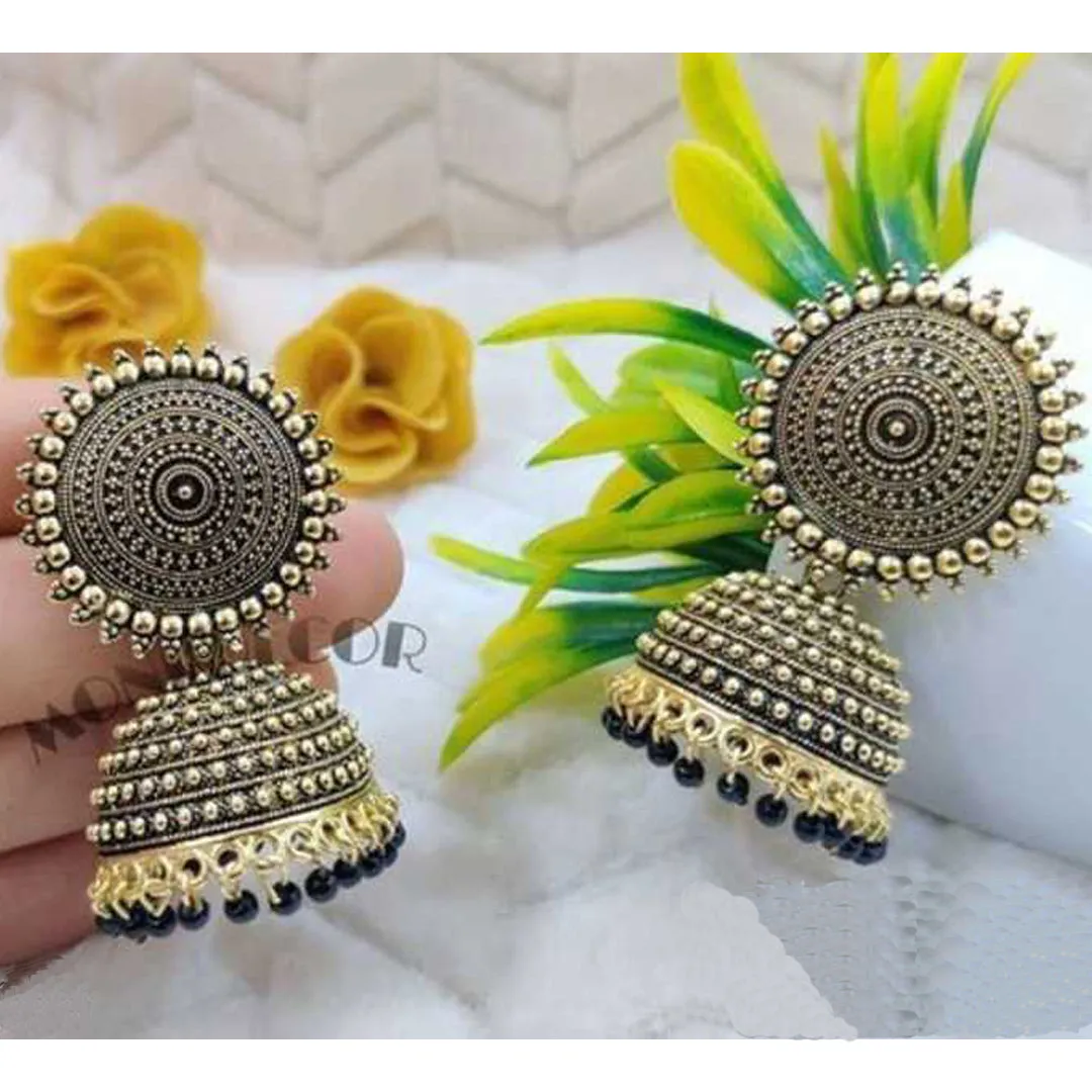 Combo of 2 Silver and Black Pearls Drop Dome Shape Jhumki